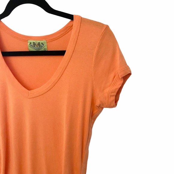 OG: Juicy Couture ✌︎︎ V Neck Tux Stripe Baby Tee T Shirt ✌︎︎ Orange Pop ✌︎︎ M L - Picture 3 of 12